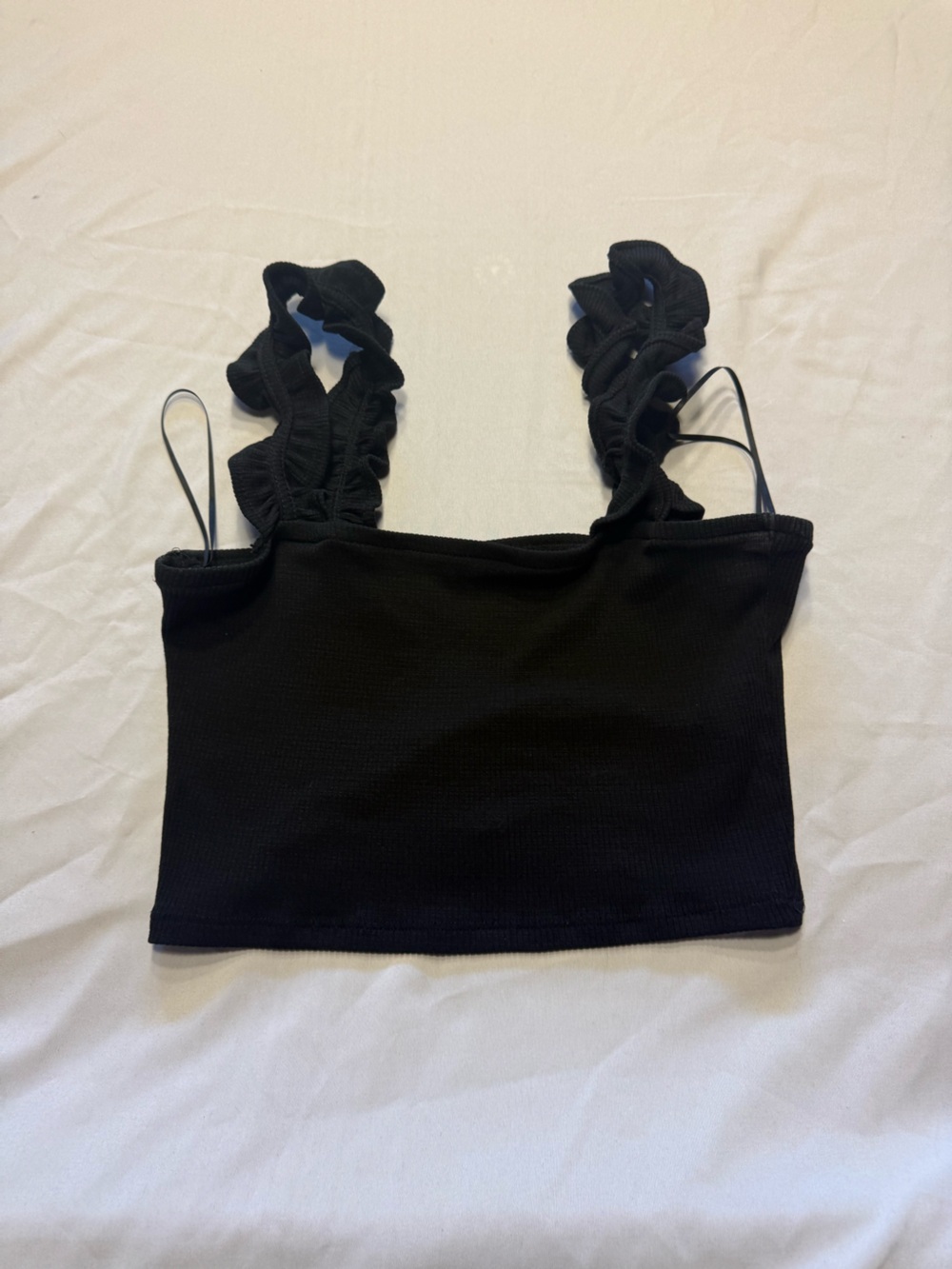 Zara Black Ruffle-Strap Bandeau Bralette